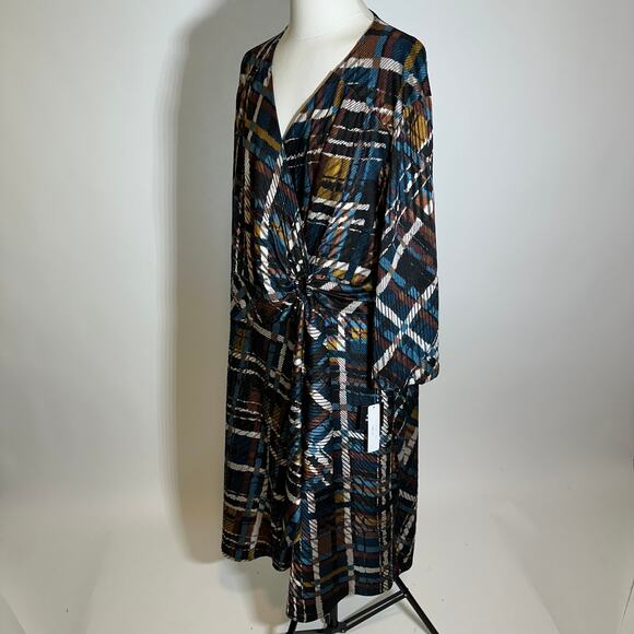 NWT Signature by Robbie Bee 3/4 Sleeve Faux Wrap Midi Dress Womens Plus Size 3X - Picture 5 of 12